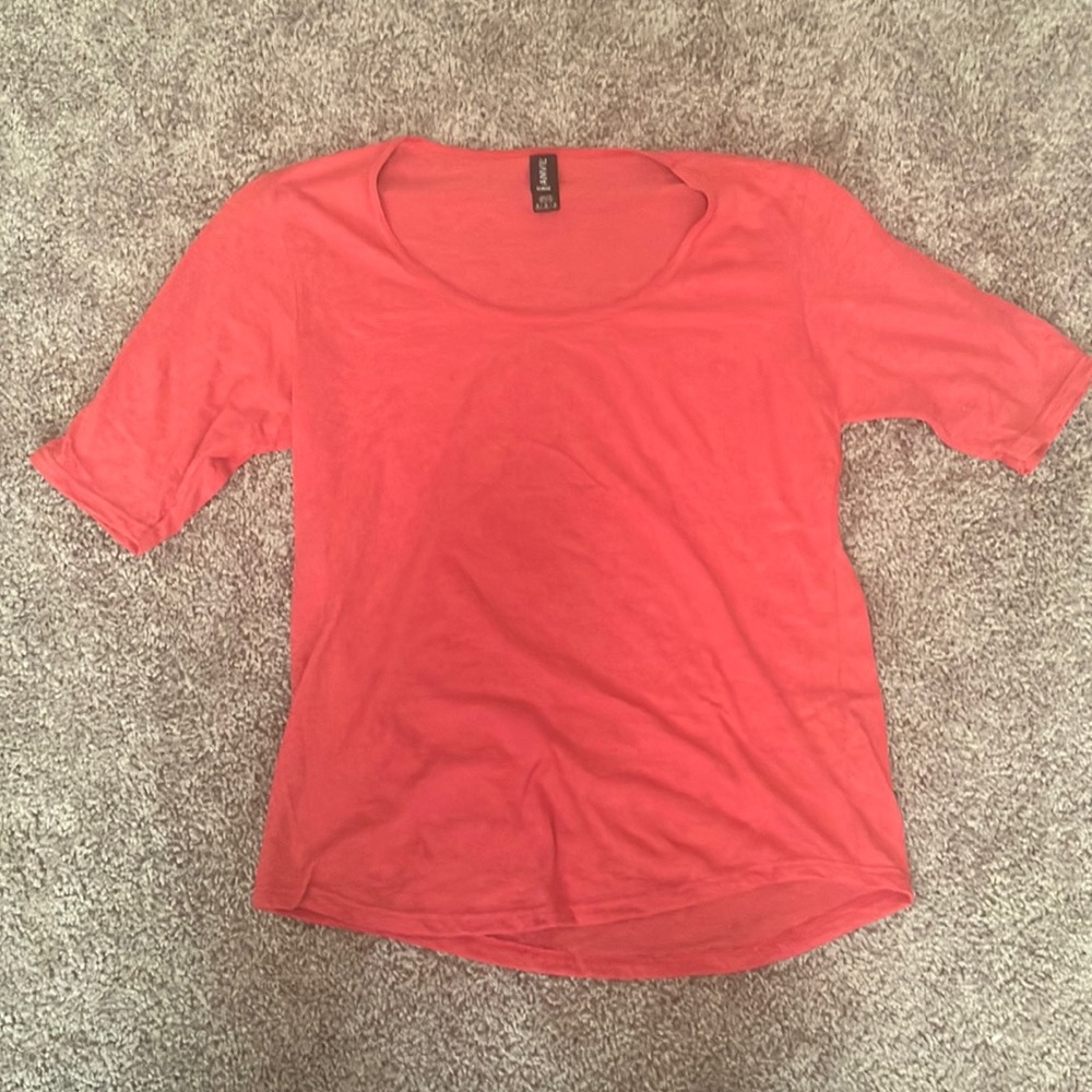 Red women's short sleeve shirt, size medium
